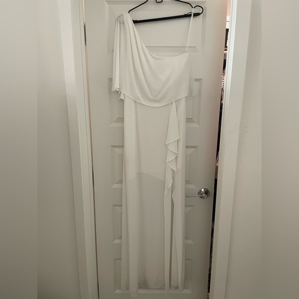 White one-shoulder dress